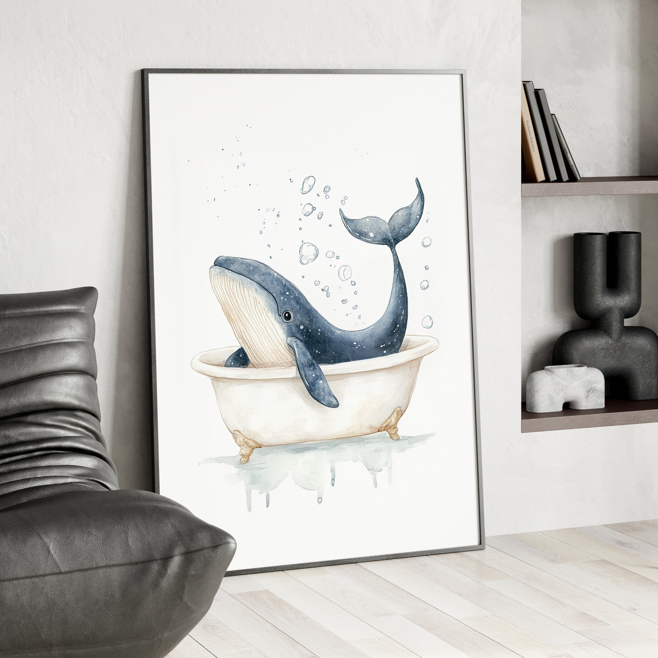 Framed Paper Print - Whale Tub Bubble Splash