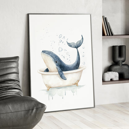 Framed Paper Print - Whale Tub Bubble Splash