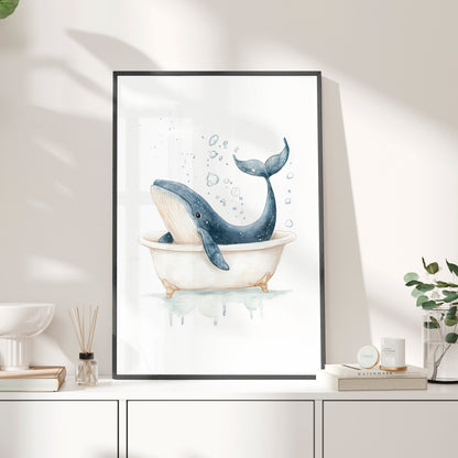 Framed Paper Print - Whale Tub Bubble Splash