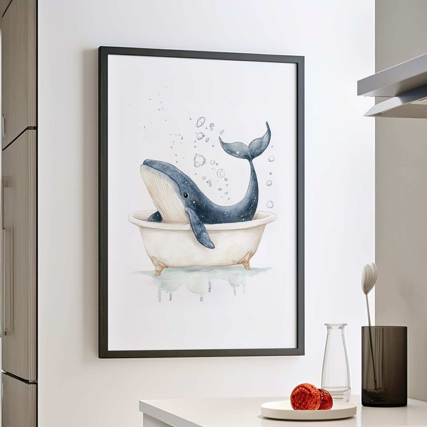 Framed Paper Print - Whale Tub Bubble Splash