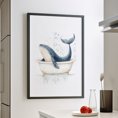Framed Paper Print - Whale Tub Bubble Splash