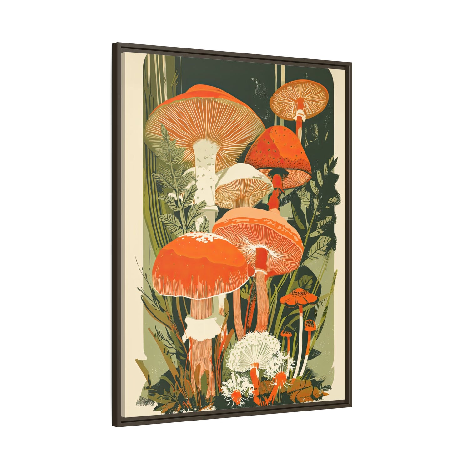 Framed Canvas - Groovy Woodland Mushrooms