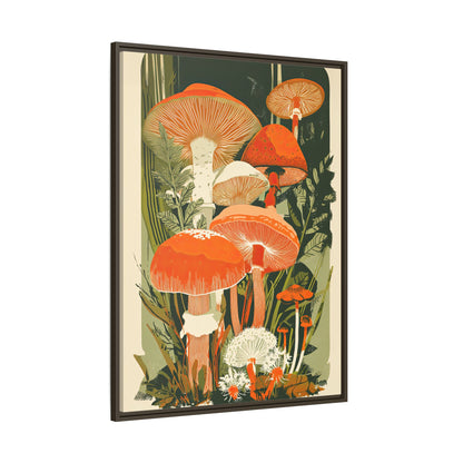 Framed Canvas - Groovy Woodland Mushrooms