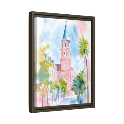 Framed Canvas - Charleston Steeple in Pastel Haze