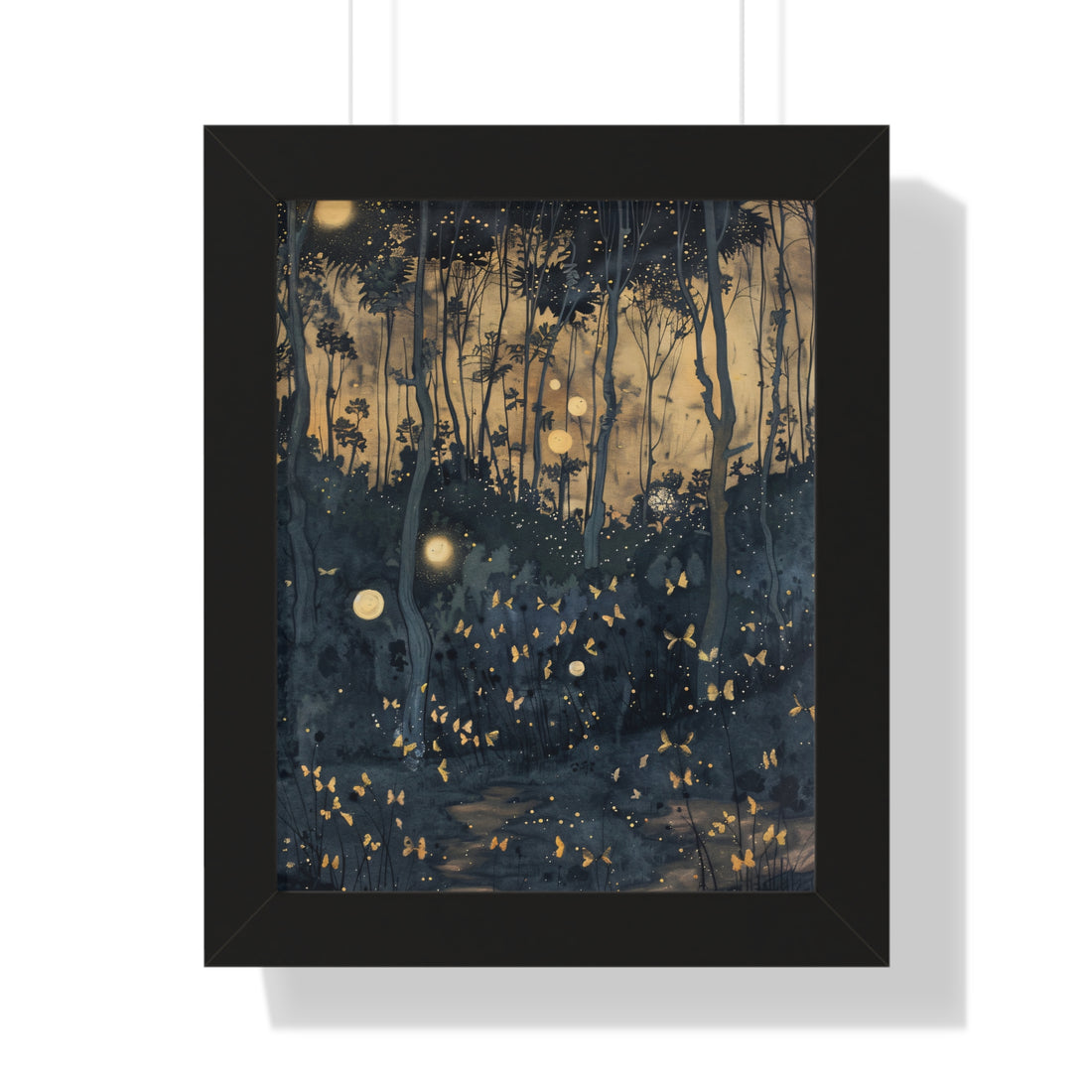 Framed Paper Print - Golden Firefly Nightscape