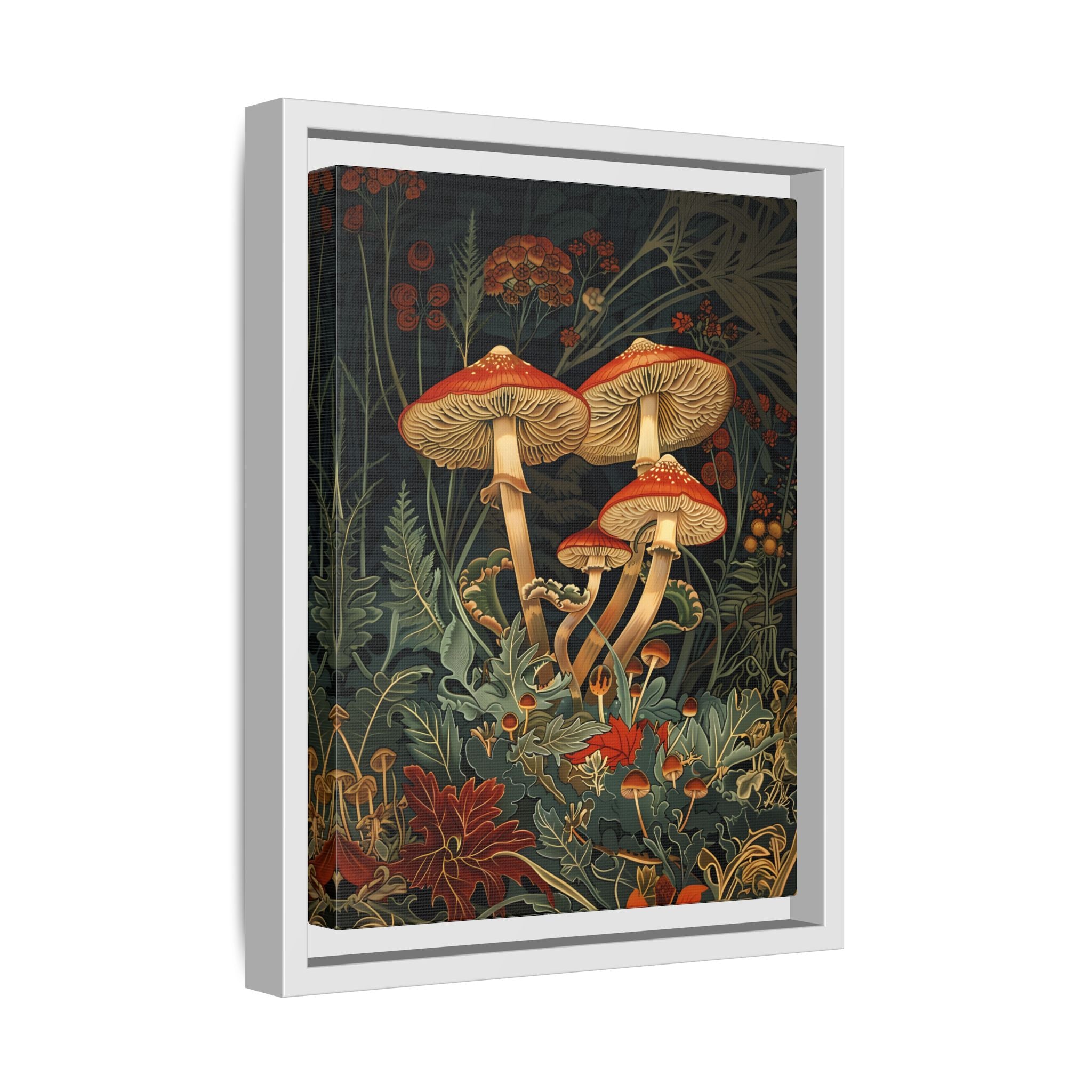 Framed Canvas - Elegant Mushroom Reverie