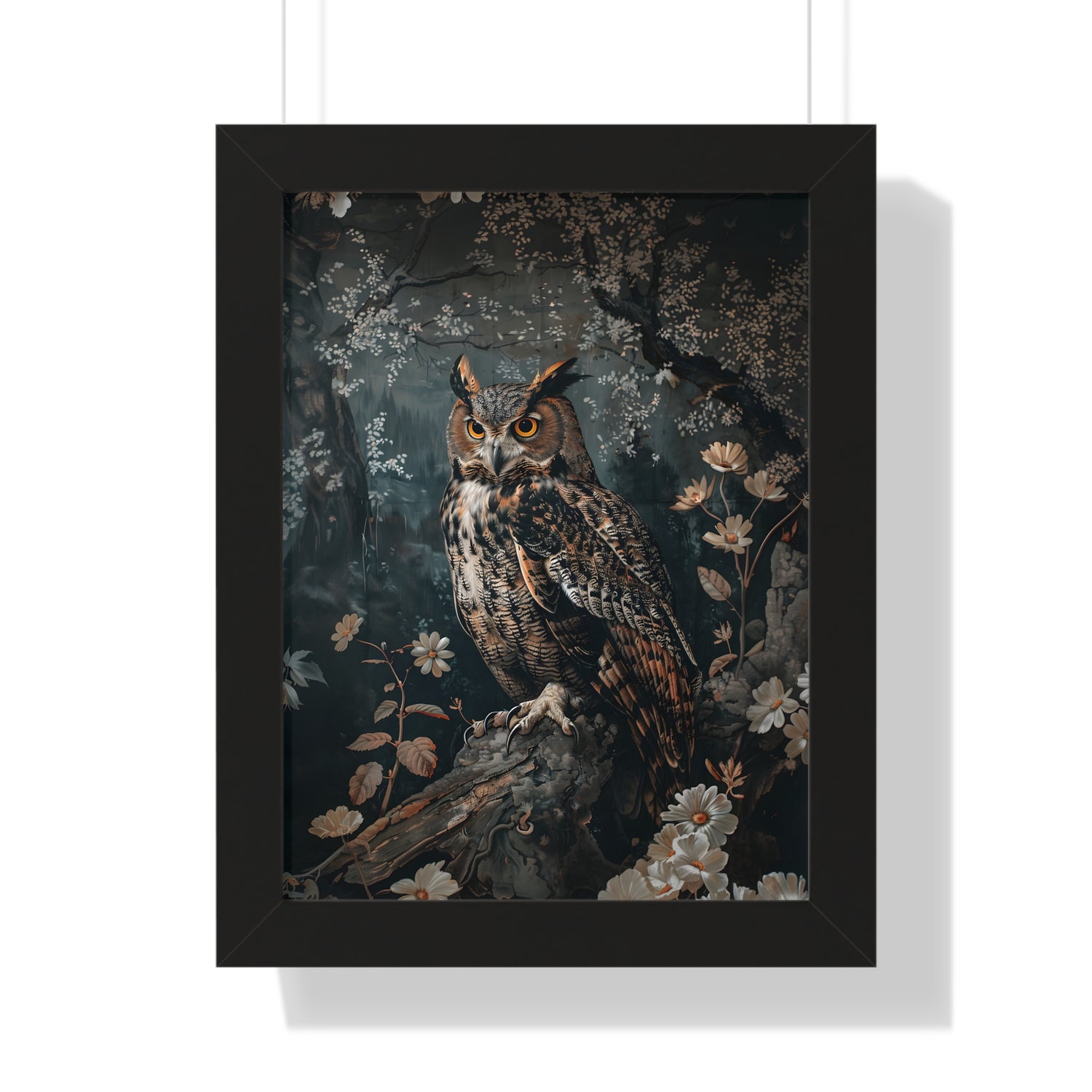 Framed Paper Print - Midnight Watchful Owl