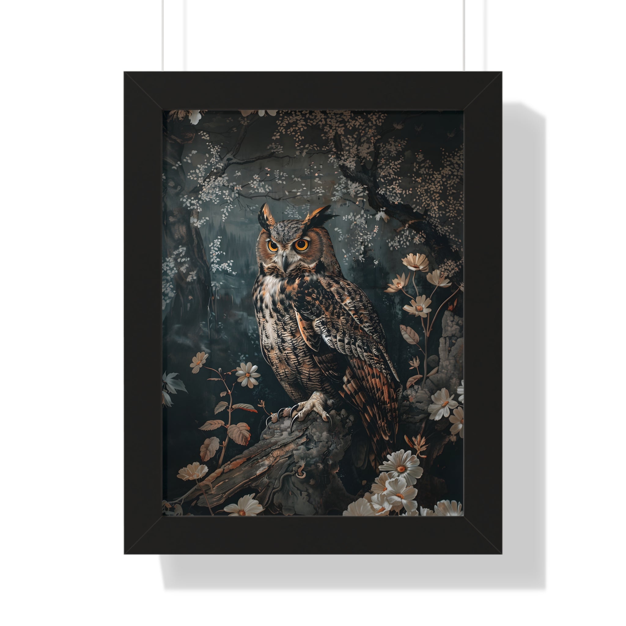 Framed Paper Print - Midnight Watchful Owl