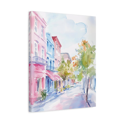 1.25" Matte Canvas - Pastel Charleston Street Scene