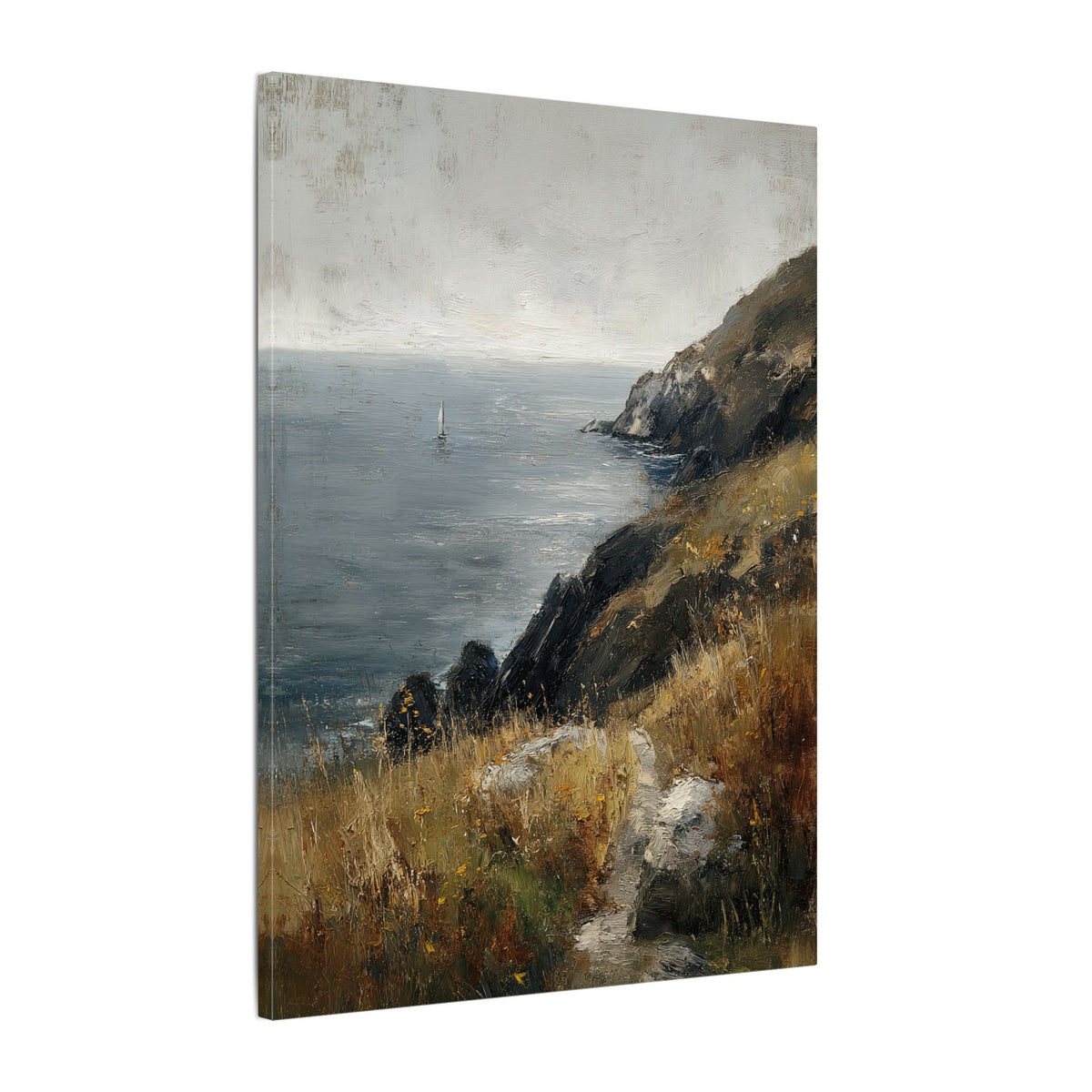 .75" Matte Canvas - Cliffside Sailboat Seascape