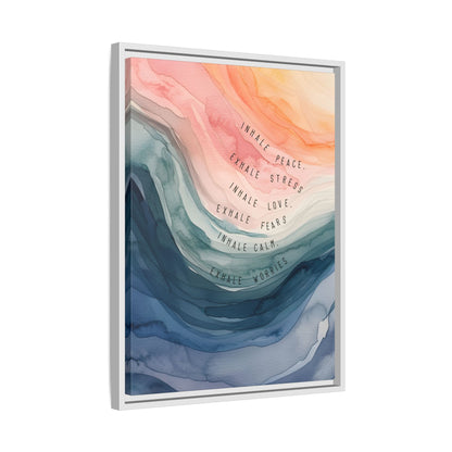 Framed Canvas - Inhale Exhale Watercolor Calm
