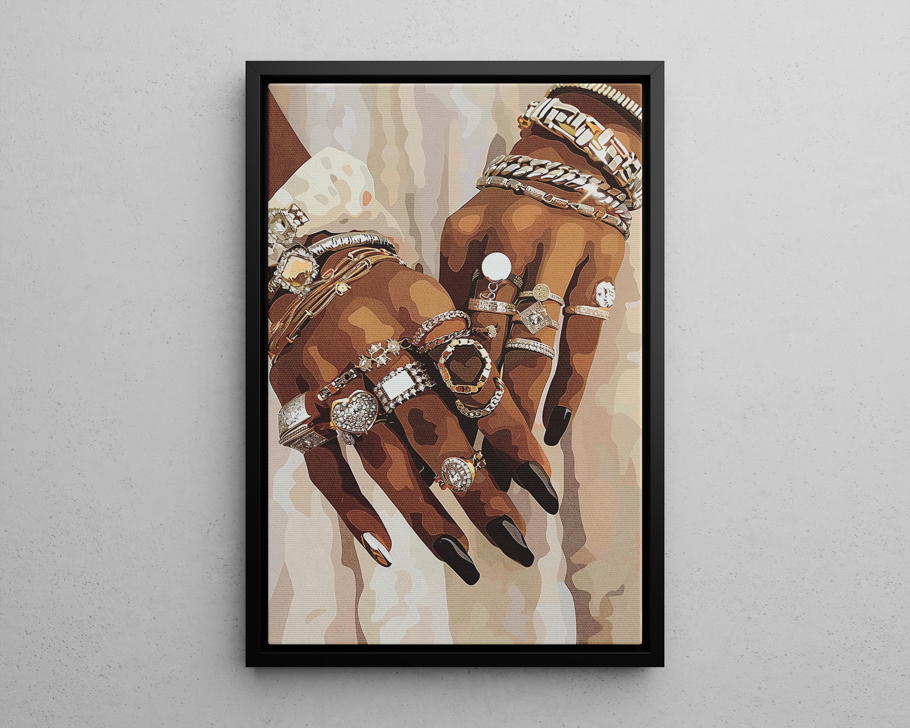 Framed Canvas - Layered Luxe Jewelry Hands