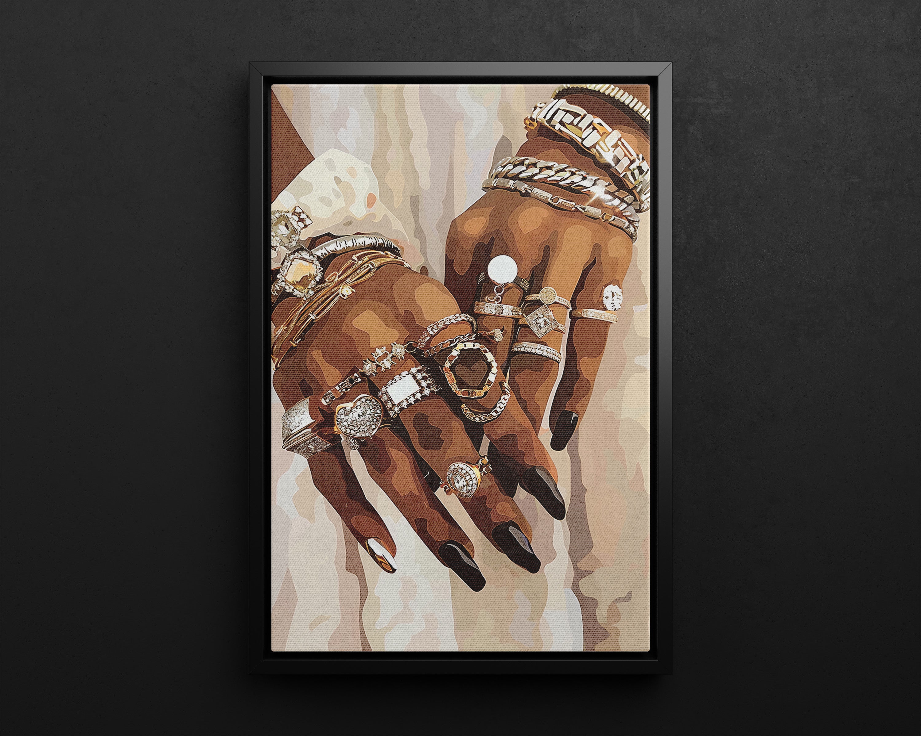 Framed Canvas - Layered Luxe Jewelry Hands