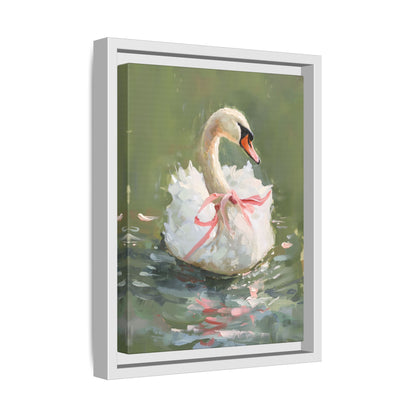 Framed Canvas - Ballet Swan in Pink Bow