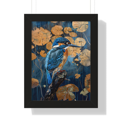 Framed Paper Print - Golden Leaves Kingfisher