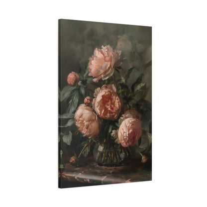 1.25" Matte Canvas - Vintage Blush Peony Bouquet