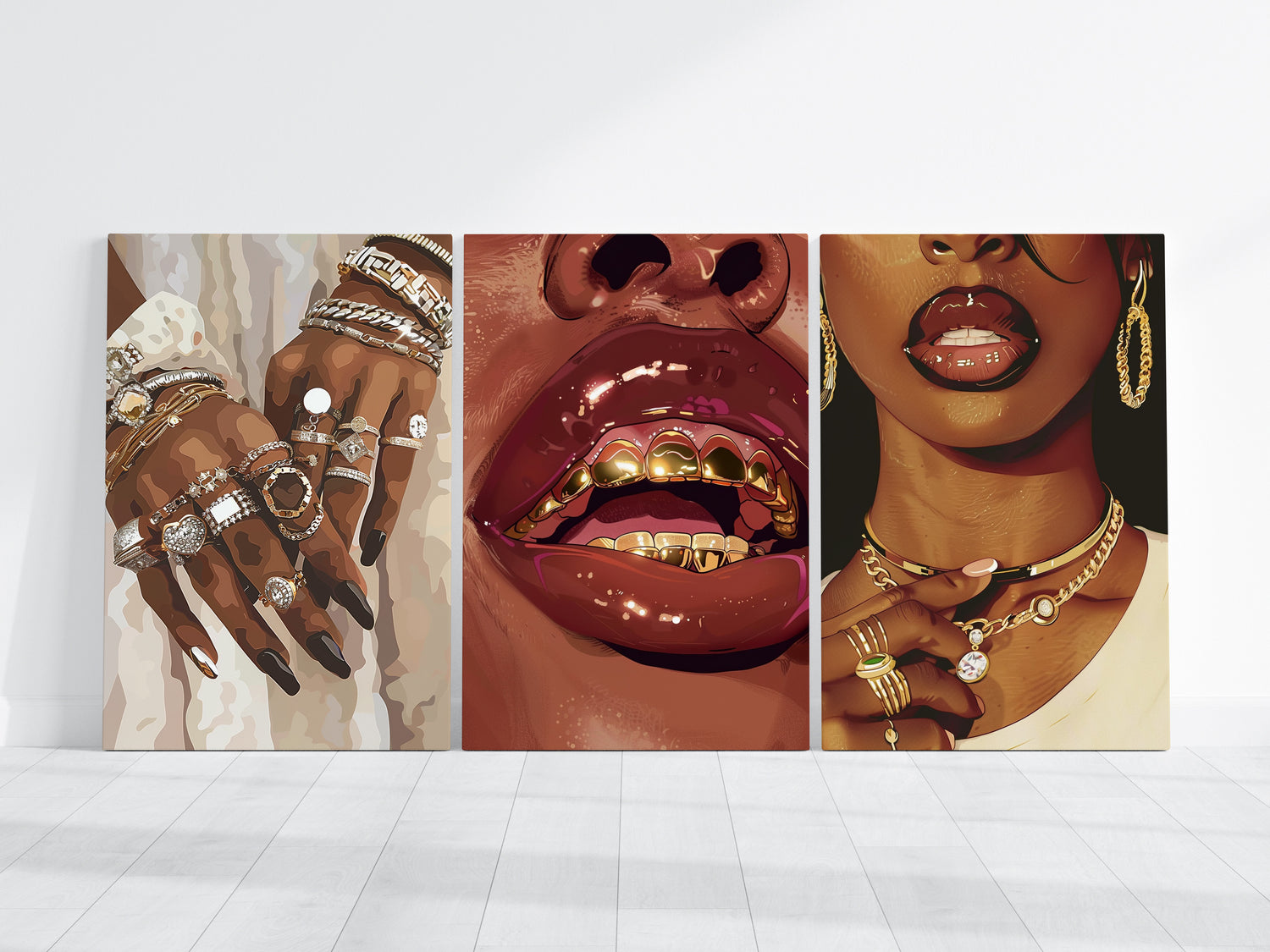 .75&quot; Matte Canvas - Gold Grills Glam Closeup