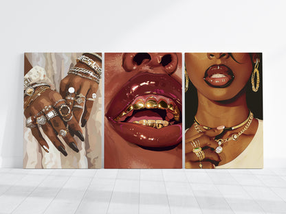 .75&quot; Matte Canvas - Gold Grills Glam Closeup