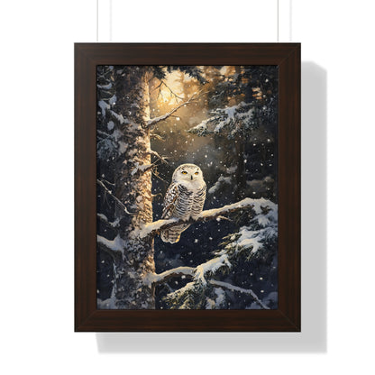 Framed Paper Print - Silent Gaze Snow Owl