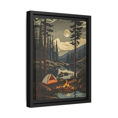 Framed Canvas - Moonlit Campfire Escape