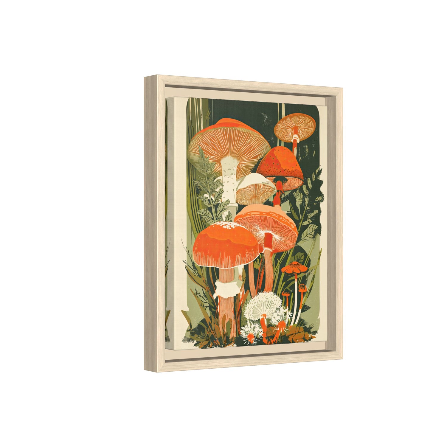 Framed Canvas - Groovy Woodland Mushrooms