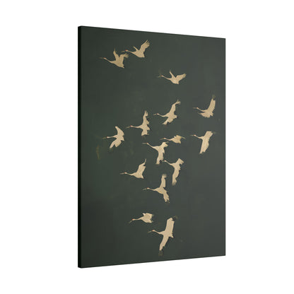 .75&quot; Matte Canvas - Emerald Sky Japanese Cranes