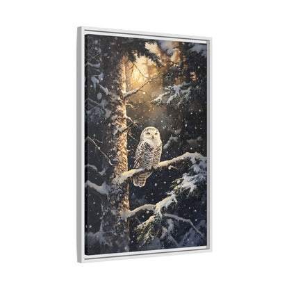 Framed Canvas - Silent Gaze Snow Owl