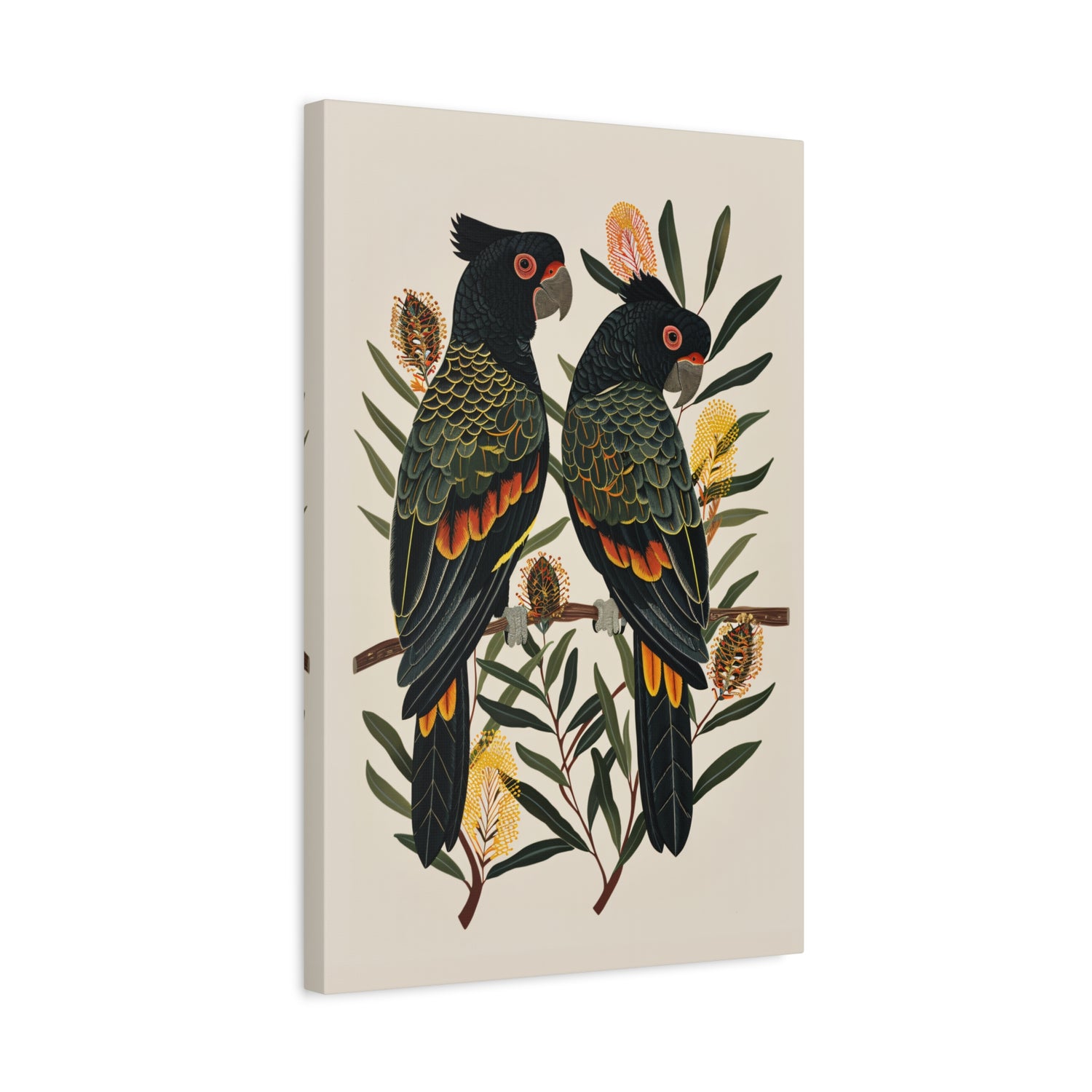 1.25" Matte Canvas - Black Cockatoos Among Banksia