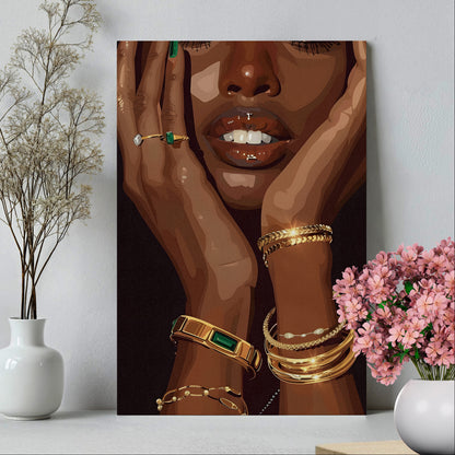 .75" Matte Canvas - Golden Emerald Beauty Portrait