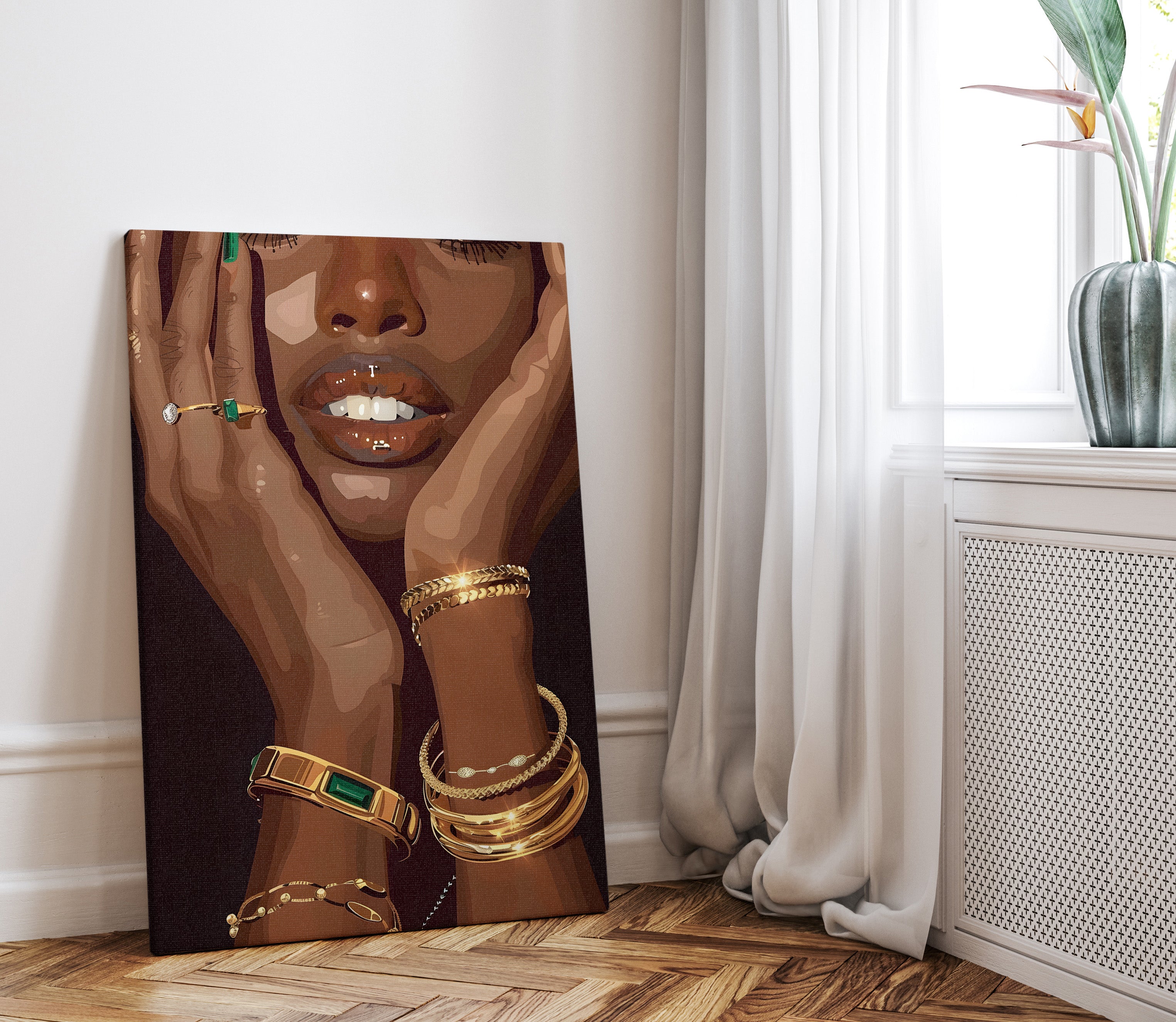 .75" Matte Canvas - Golden Emerald Beauty Portrait