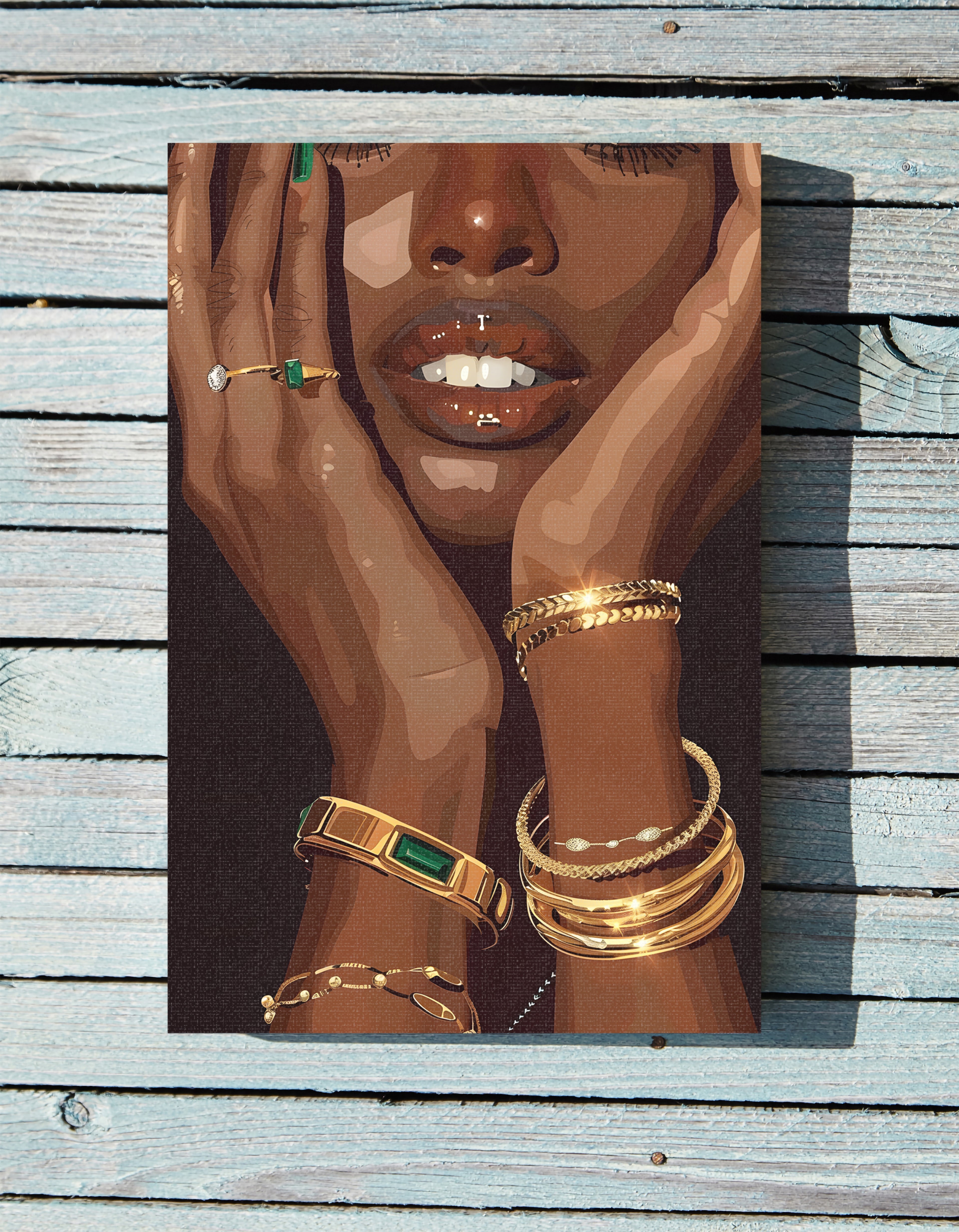 .75" Matte Canvas - Golden Emerald Beauty Portrait
