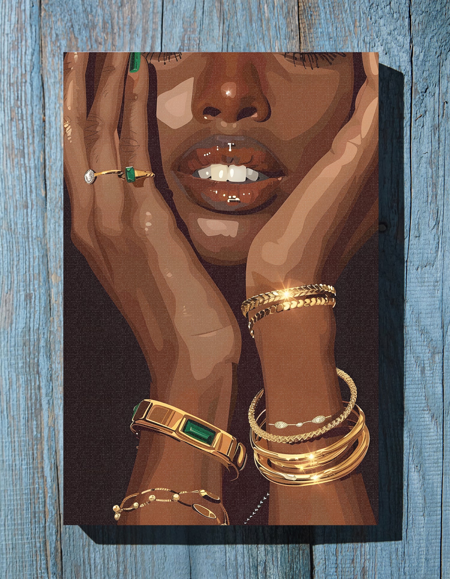 .75" Matte Canvas - Golden Emerald Beauty Portrait