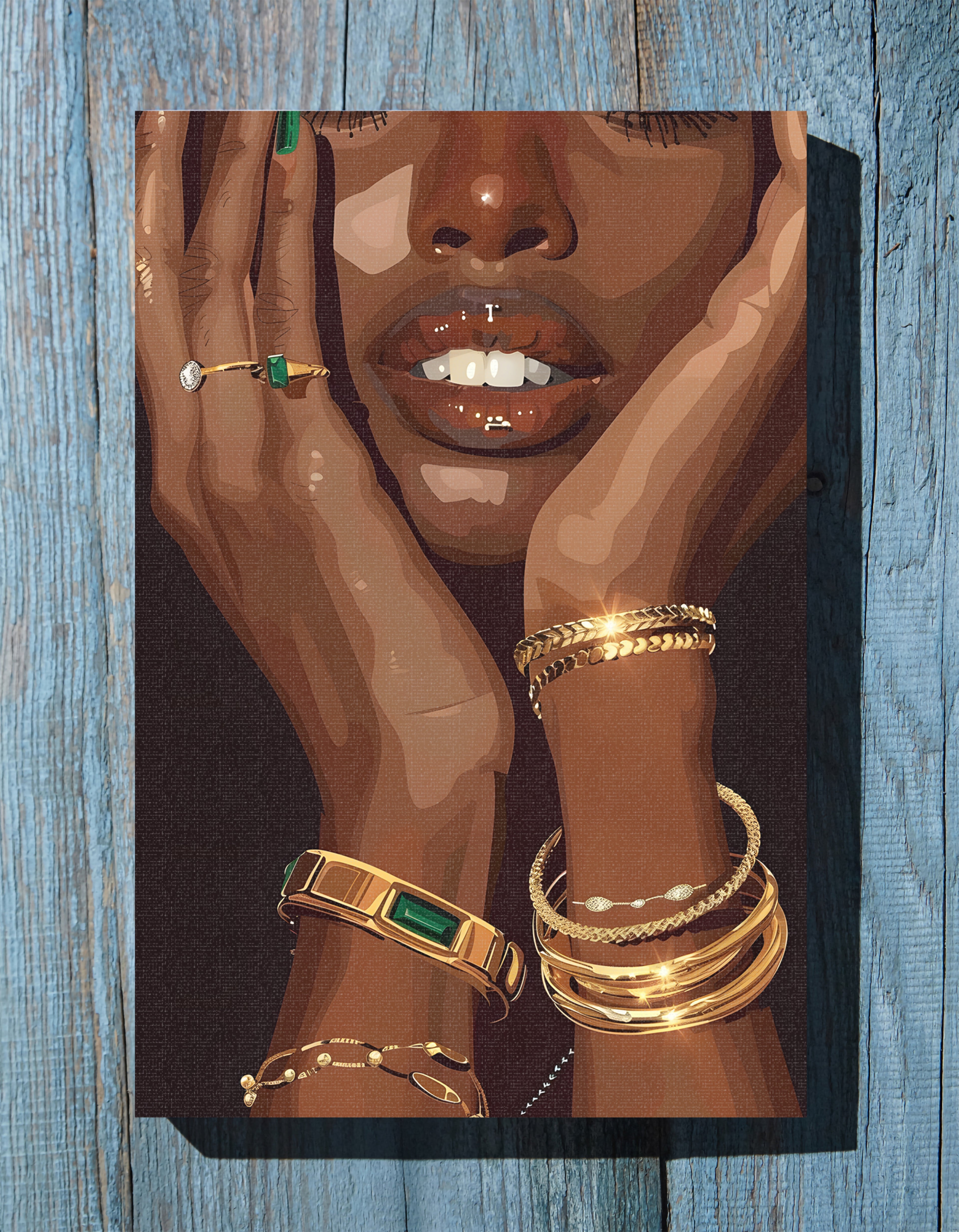 .75" Matte Canvas - Golden Emerald Beauty Portrait