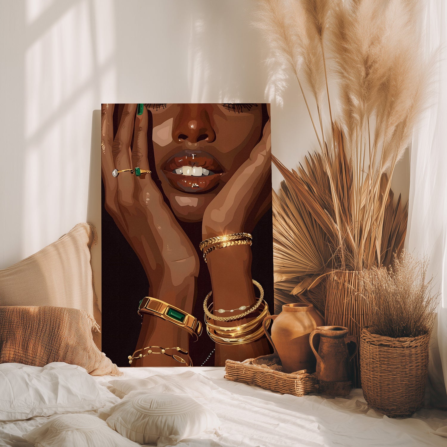 .75" Matte Canvas - Golden Emerald Beauty Portrait