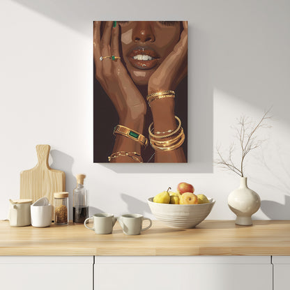 .75" Matte Canvas - Golden Emerald Beauty Portrait