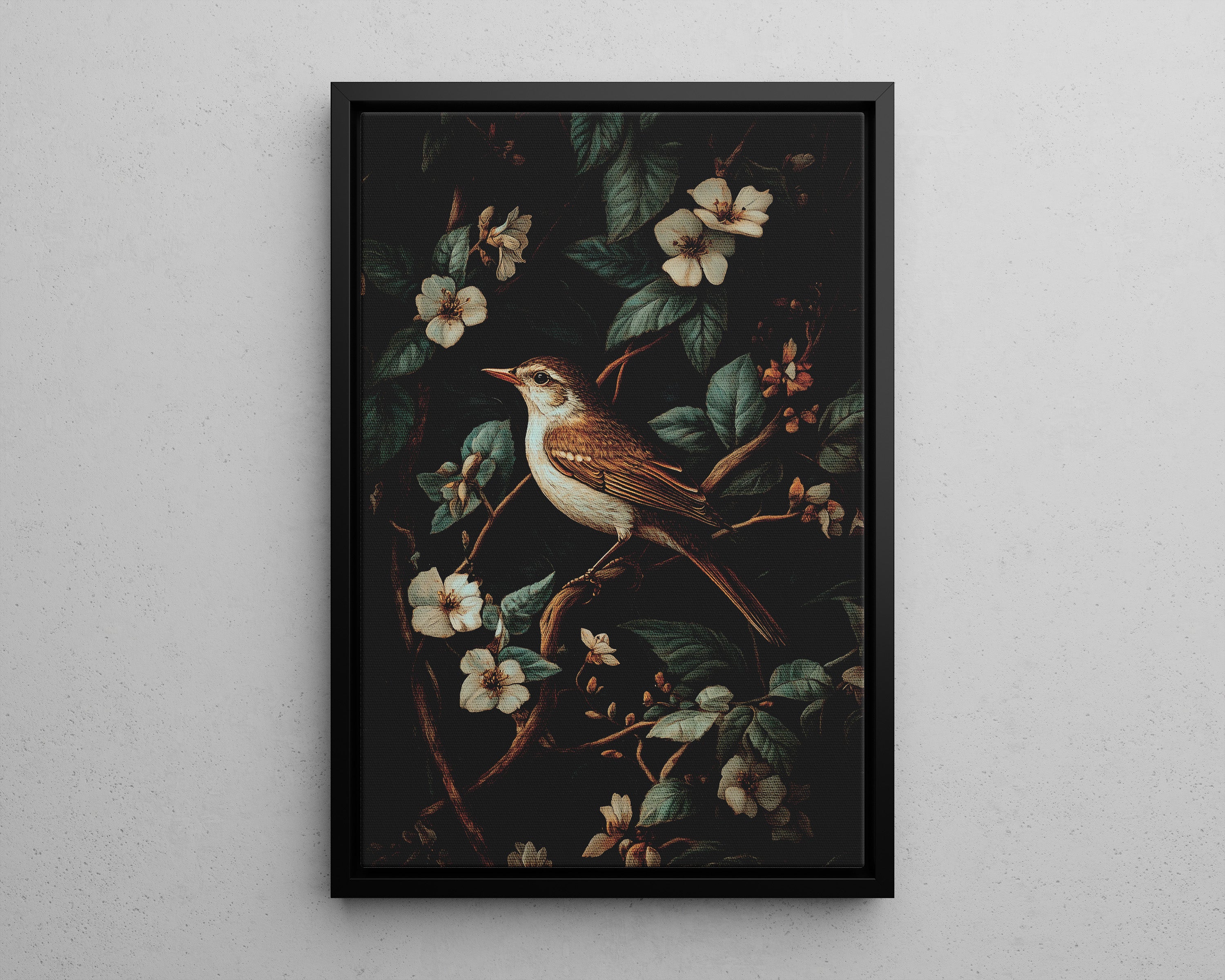 Framed Canvas - Serenade Among Blossoms