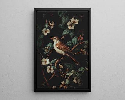Framed Canvas - Serenade Among Blossoms