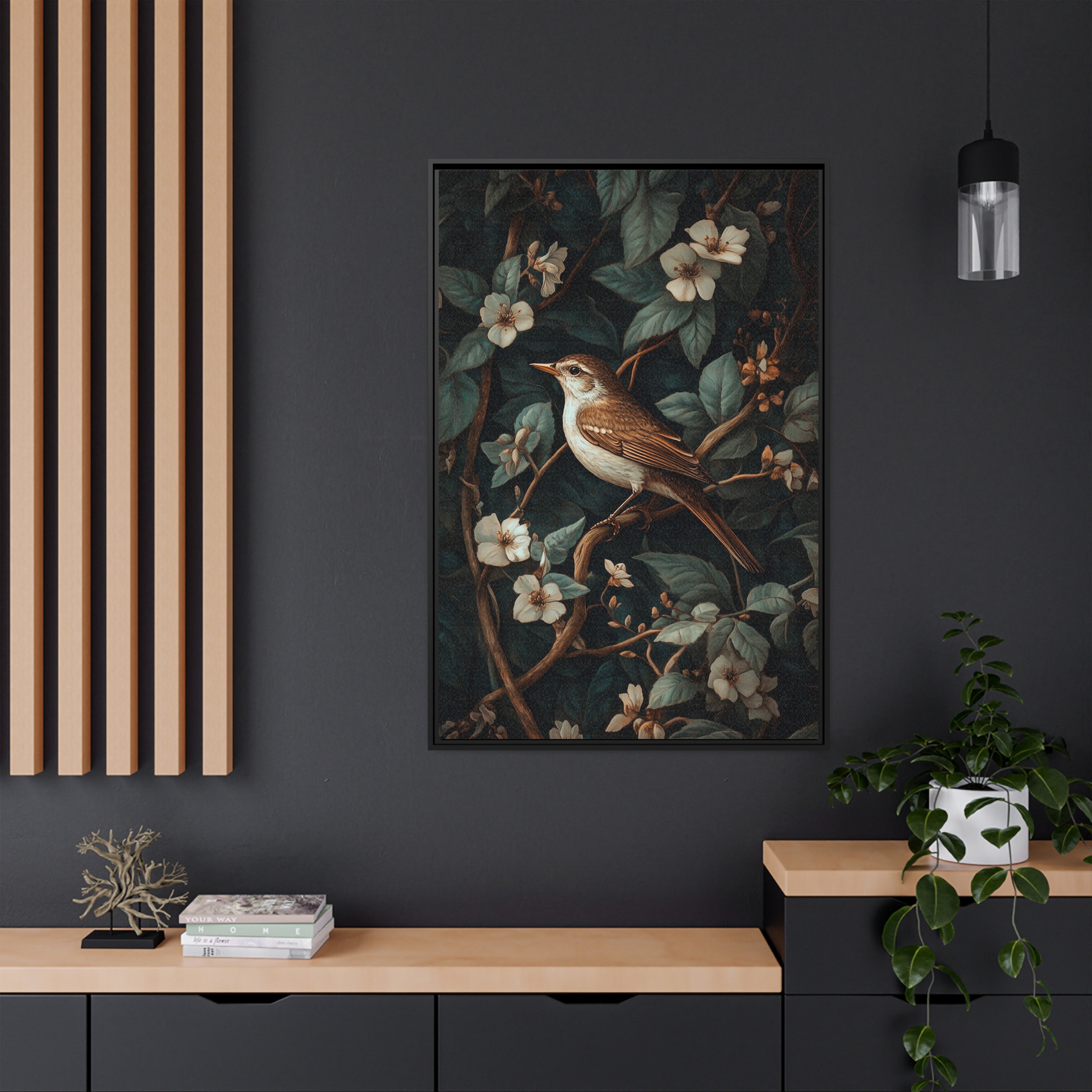 Framed Canvas - Serenade Among Blossoms