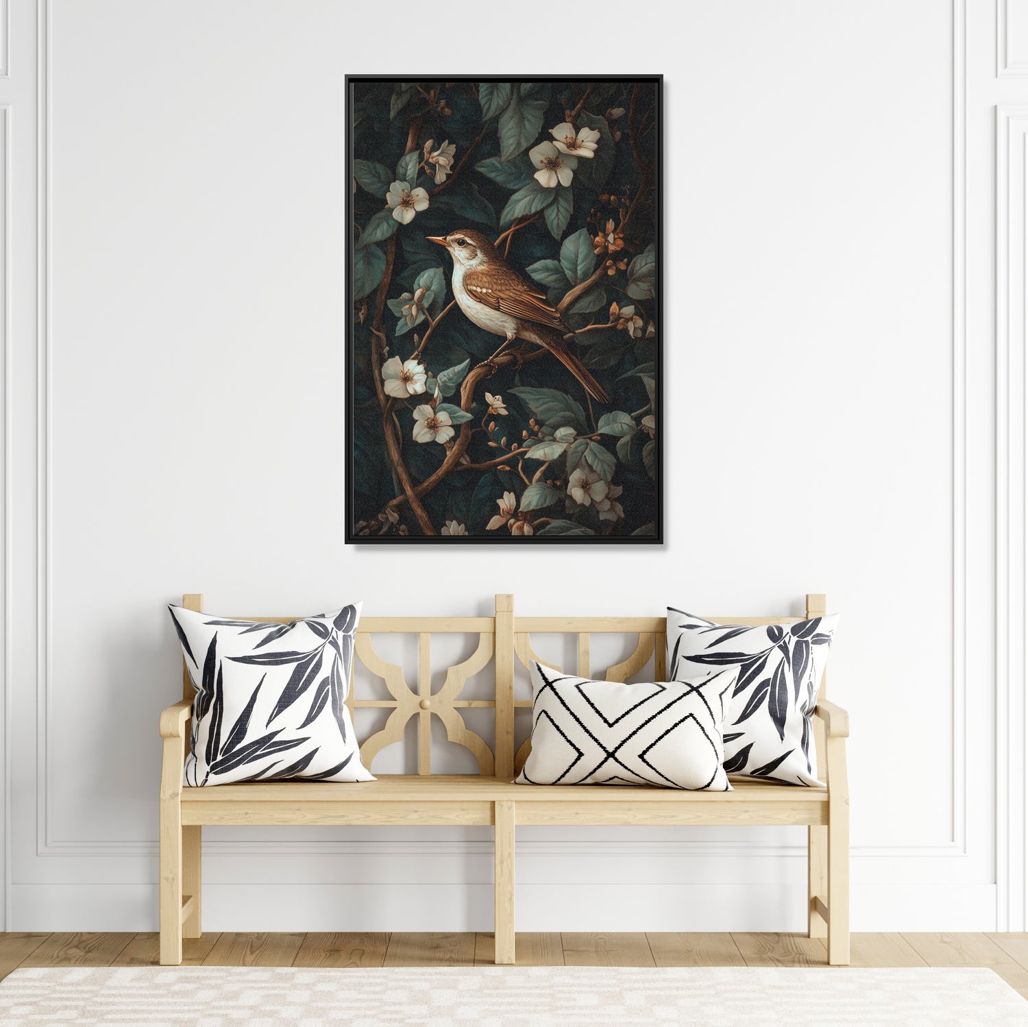 Framed Canvas - Serenade Among Blossoms