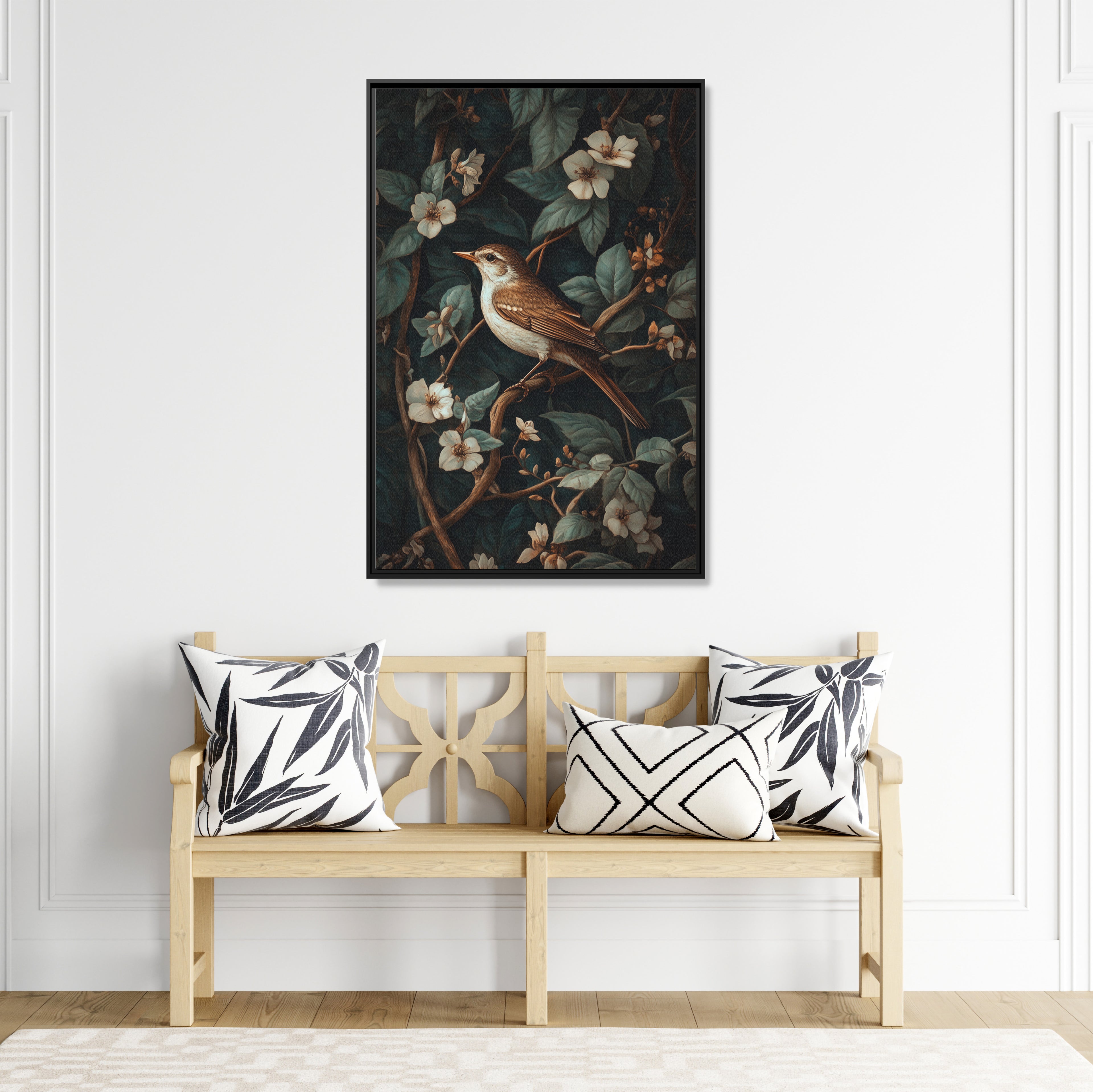 Framed Canvas - Serenade Among Blossoms