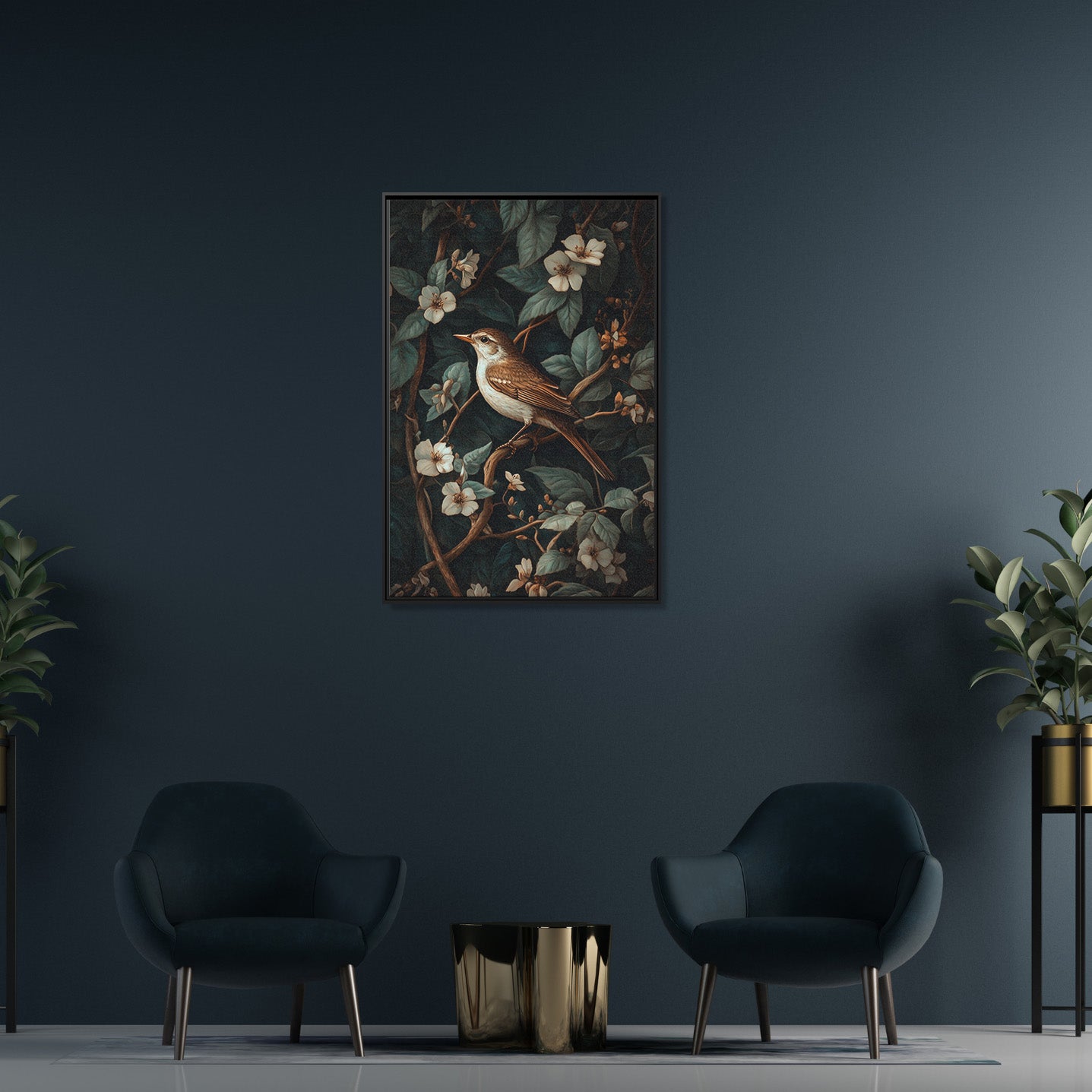 Framed Canvas - Serenade Among Blossoms