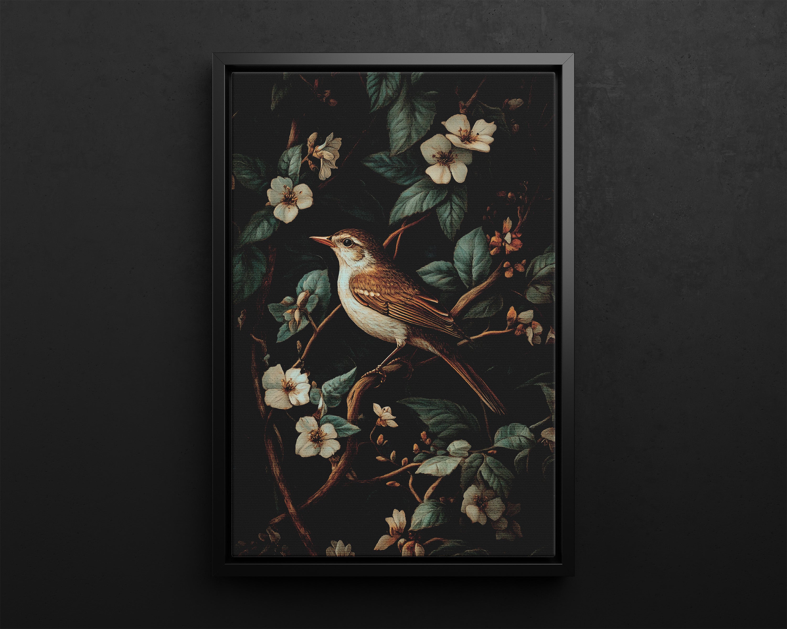 Framed Canvas - Serenade Among Blossoms