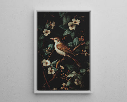 Framed Canvas - Serenade Among Blossoms