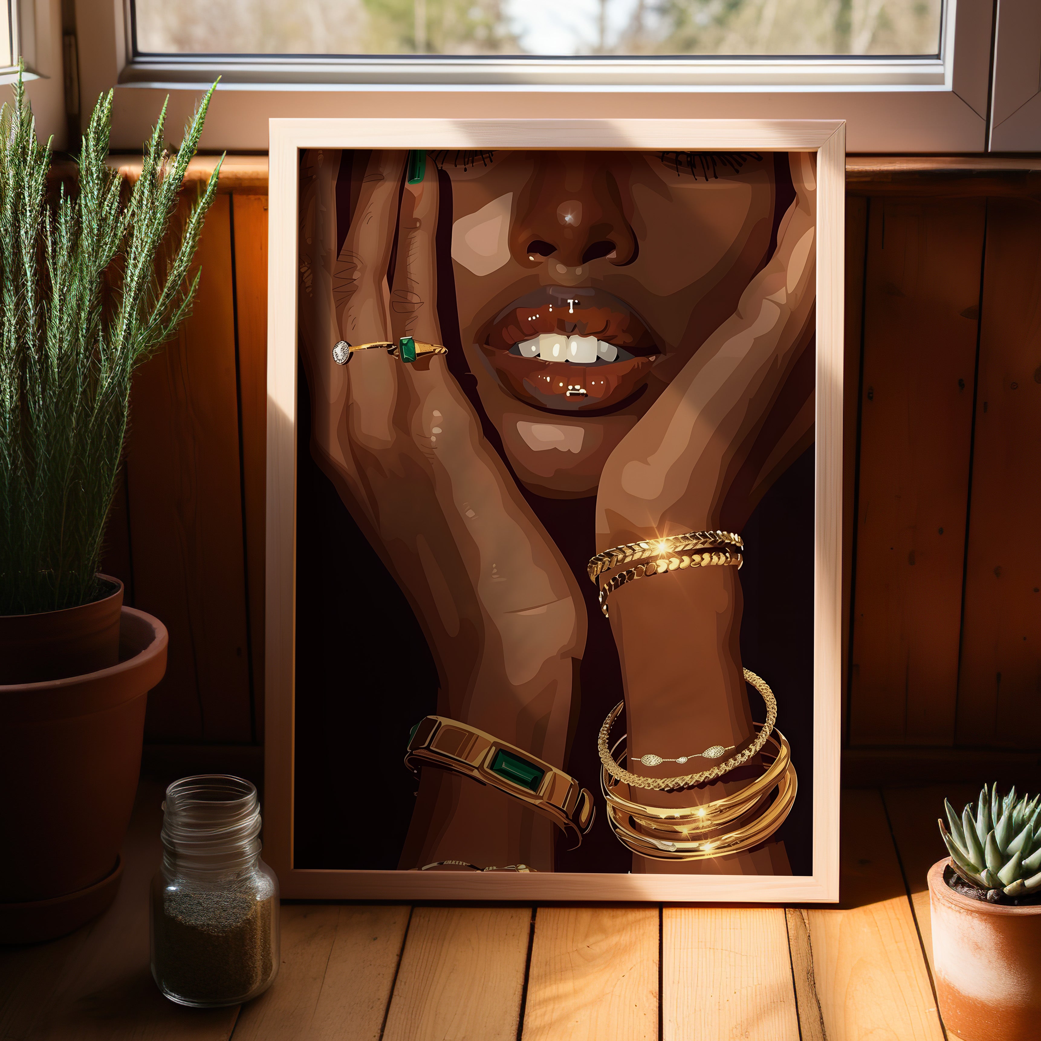 Golden Emerald Beauty Portrait