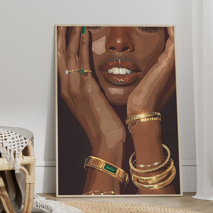 Golden Emerald Beauty Portrait