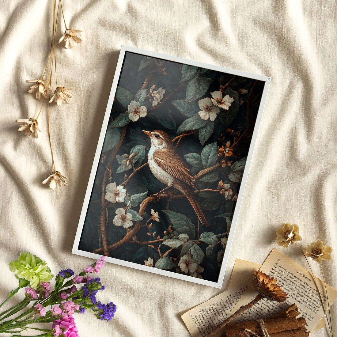 Framed Paper Print - Serenade Among Blossoms