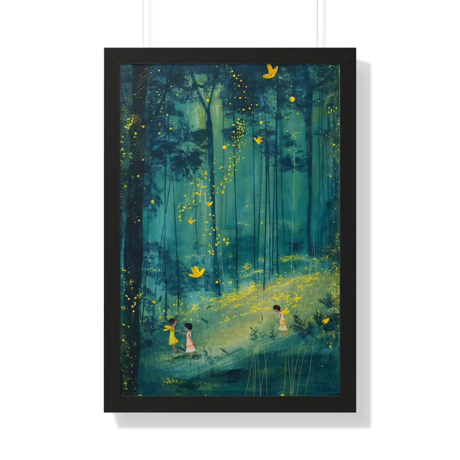 Framed Paper Print - Enchanted Firefly Forest