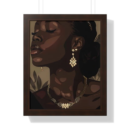 Framed Paper Print - Golden Melanin Muse
