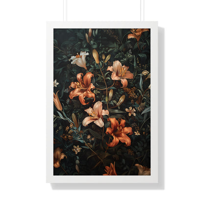 Framed Paper Print - Elegant Blooming Lilies