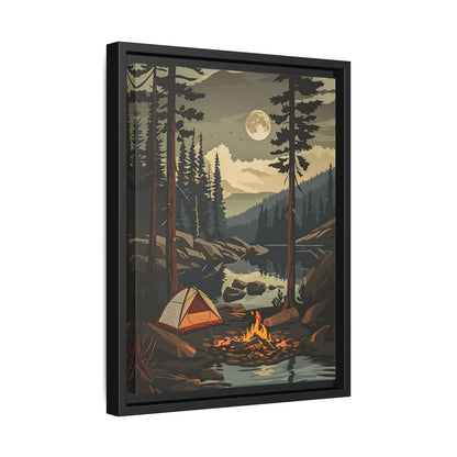 Framed Canvas - Moonlit Campfire Escape